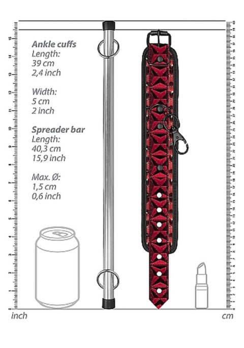 Luxury Spreader Bar - Burgundy - Kajdanki na ręce