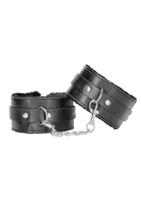 Plush Bonded Leather Ankle Cuffs - With Adjustable Straps - Kajdanki do kostek