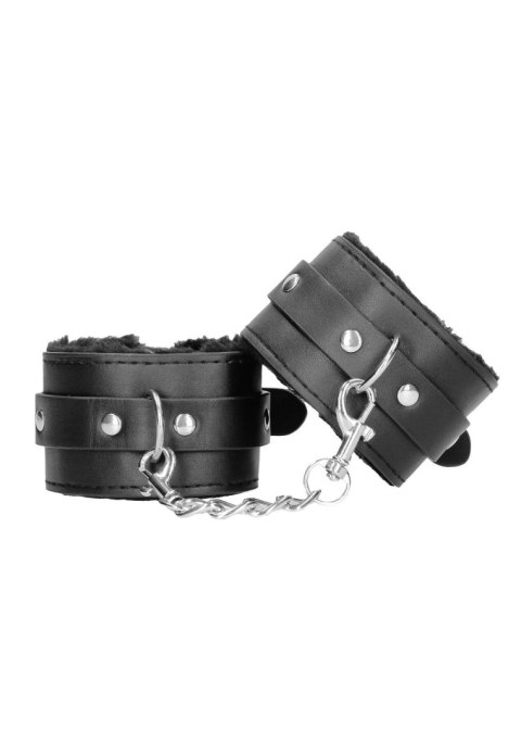 Plush Bonded Leather Hand Cuffs - Skórzane kajdanki na ręce