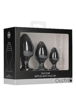 Rippled Butt Plug Set - Black