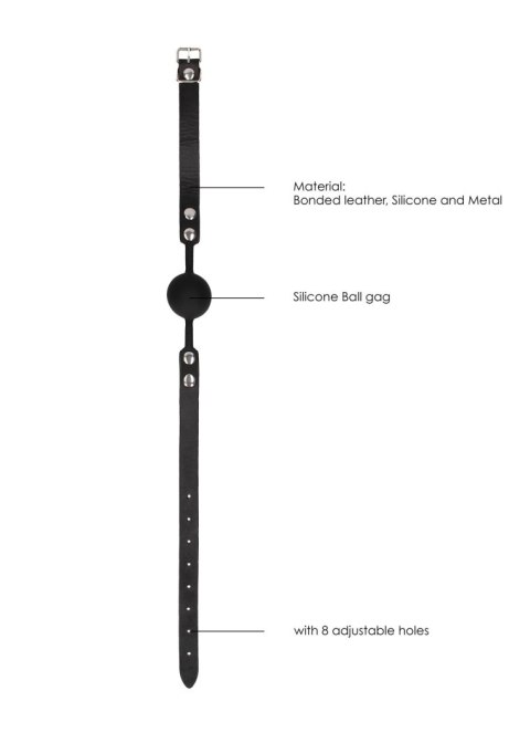 Silicone Ball Gag - with Adjustable Bonded Leather Straps - Knebel z kulką