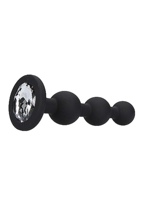 Silicone Beaded Diamond Butt Plug - Black - Korek analny, zatyczka analna