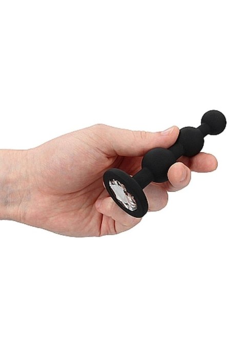 Silicone Beaded Diamond Butt Plug - Black - Korek analny, zatyczka analna