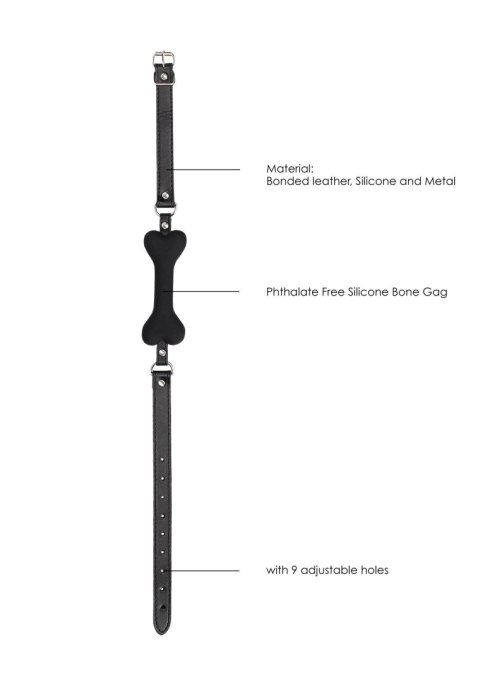 Silicone Bone Gag - With Adjustable Bonded Leather Straps - Knebel z kością