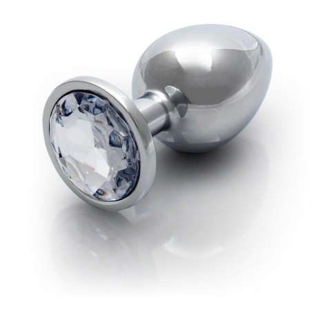 Round Gem Butt Plug - Medium - Metalowy korek analny