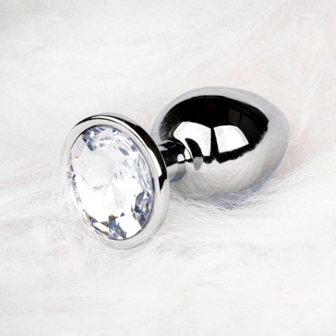 Round Gem Butt Plug - Medium - Metalowy korek analny