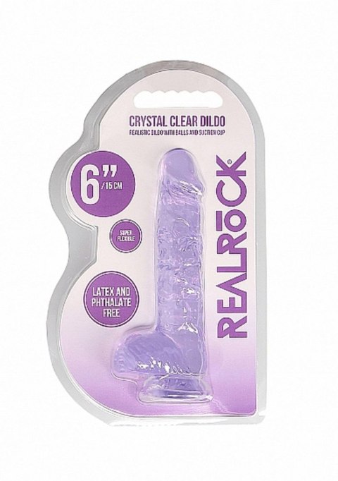 6"" / 15 cm Realistic Dildo With Balls - Purple - Dildo z przyssawką