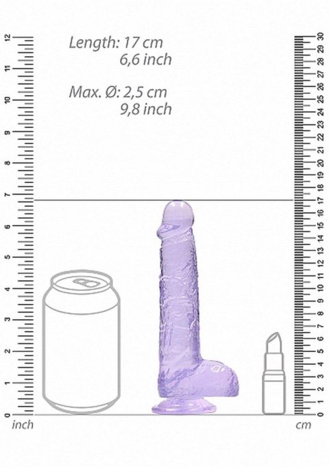 6"" / 15 cm Realistic Dildo With Balls - Purple - Dildo z przyssawką