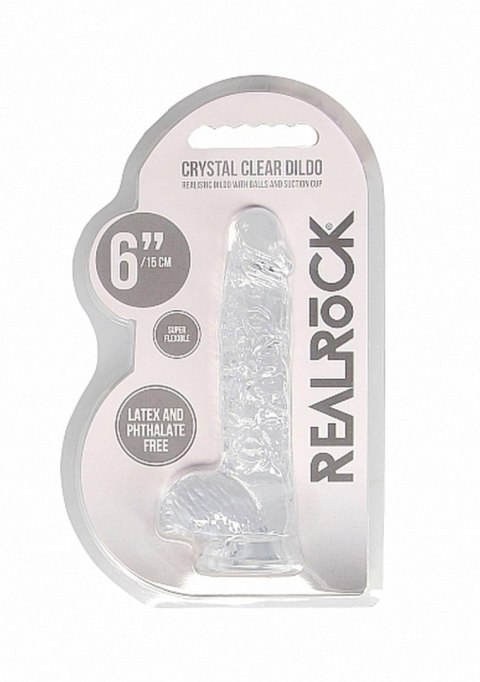 6"" / 15 cm Realistic Dildo With Balls - Transparent - Dildo z przyssawką