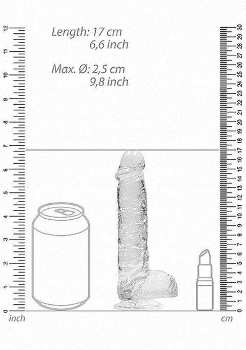 6"" / 15 cm Realistic Dildo With Balls - Transparent - Dildo z przyssawką