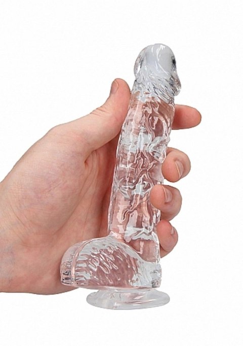 6"" / 15 cm Realistic Dildo With Balls - Transparent - Dildo z przyssawką