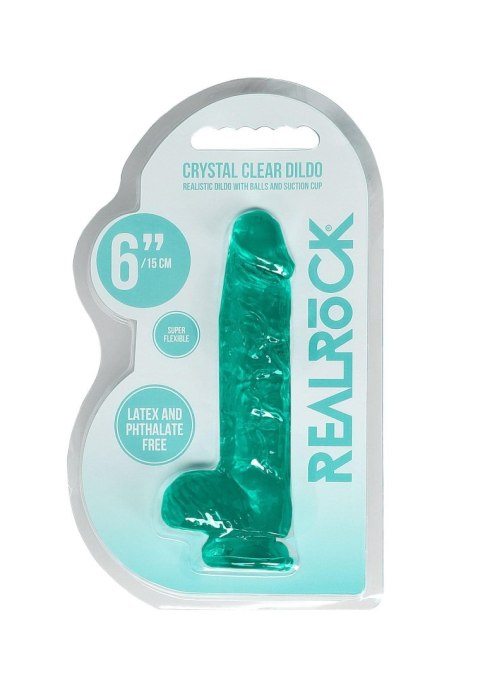 6"""" / 15 cm Realistic Dildo With Balls - Turquoise - Dildo z przyssawką