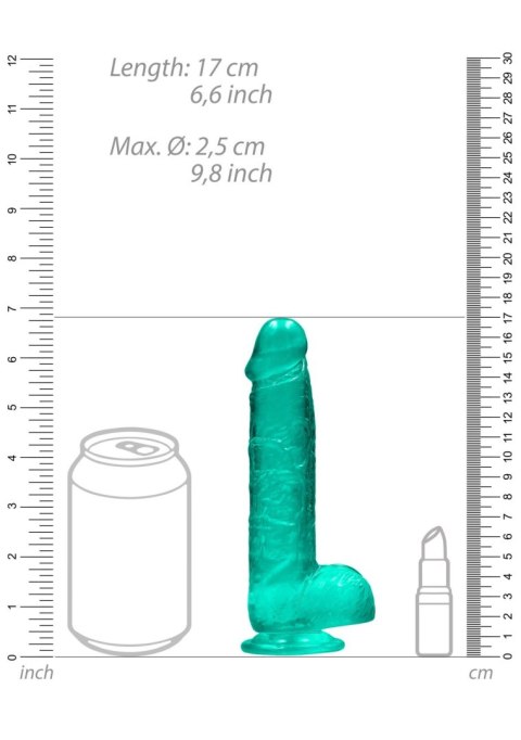 6"""" / 15 cm Realistic Dildo With Balls - Turquoise - Dildo z przyssawką