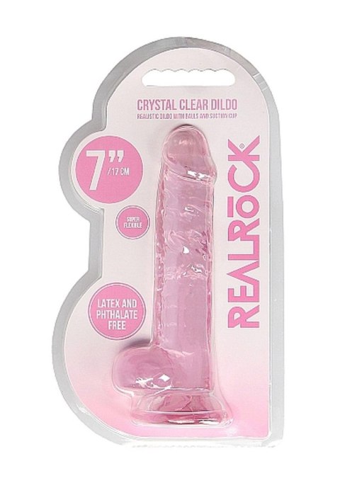 7"" / 18 cm Realistic Dildo With Balls - Pink - Dildo z przyssawką