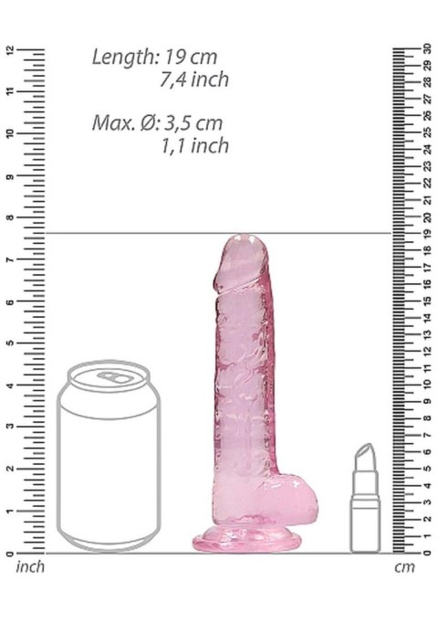 7"" / 18 cm Realistic Dildo With Balls - Pink - Dildo z przyssawką