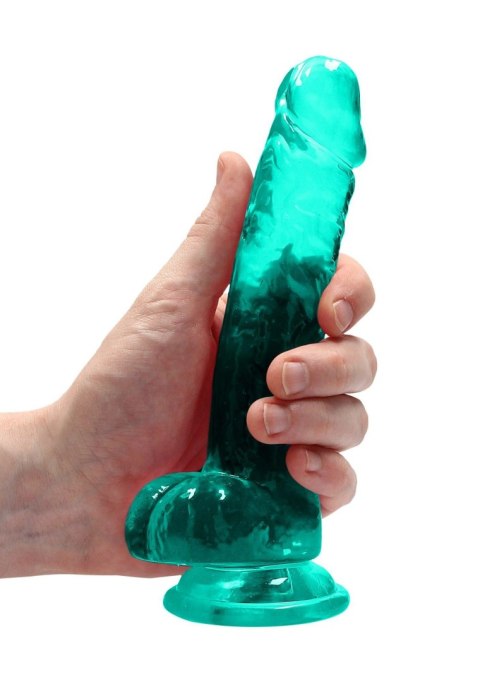 7"""" / 19 cm Realistic Dildo With Balls - Turquoise - Dildo z przyssawką