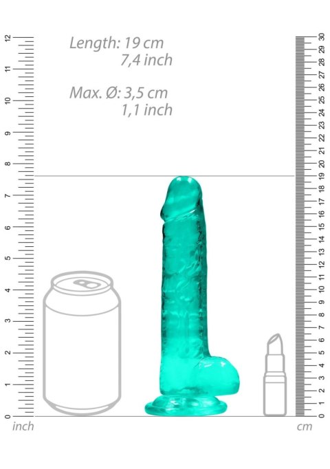 7"""" / 19 cm Realistic Dildo With Balls - Turquoise - Dildo z przyssawką