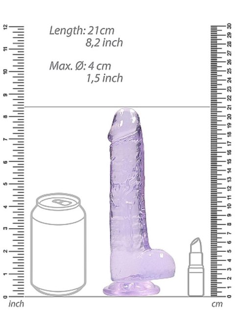 8"" / 20 cm Realistic Dildo With Balls - Purple - Dildo z przyssawką