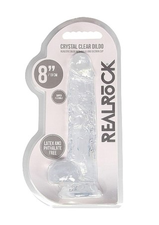 8"" / 20 cm Realistic Dildo With Balls - Transparent - Dildo z przyssawką