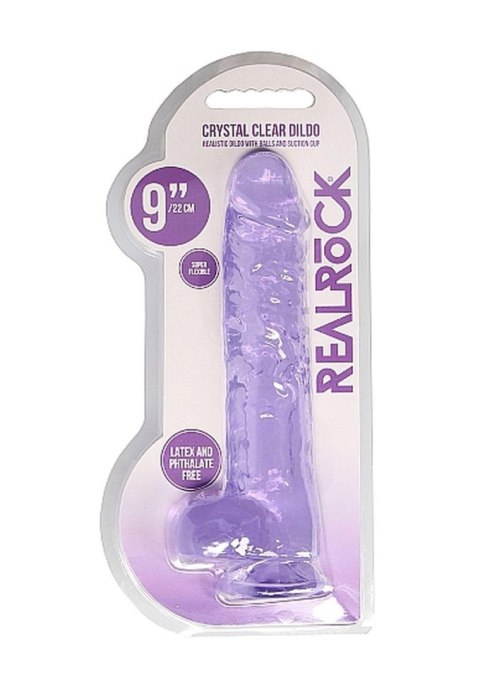 9"" / 23 cm Realistic Dildo With Balls - Purple - Dildo z przyssawką