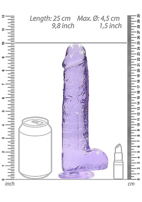 9"" / 23 cm Realistic Dildo With Balls - Purple - Dildo z przyssawką