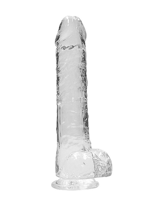 9"" / 23 cm Realistic Dildo With Balls - Transparent - Dildo z przyssawką