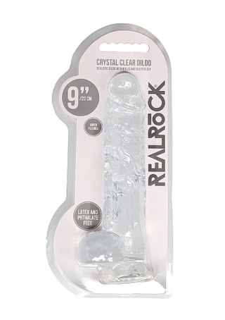 9"" / 23 cm Realistic Dildo With Balls - Transparent - Dildo z przyssawką