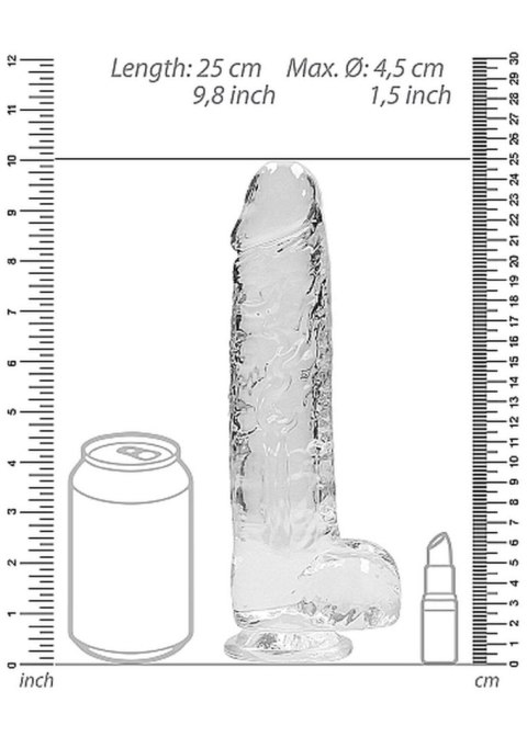 9"" / 23 cm Realistic Dildo With Balls - Transparent - Dildo z przyssawką