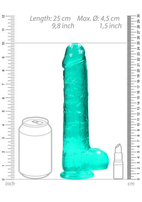 9"""" / 25 cm Realistic Dildo With Balls - Turquoise - Dildo z przyssawką