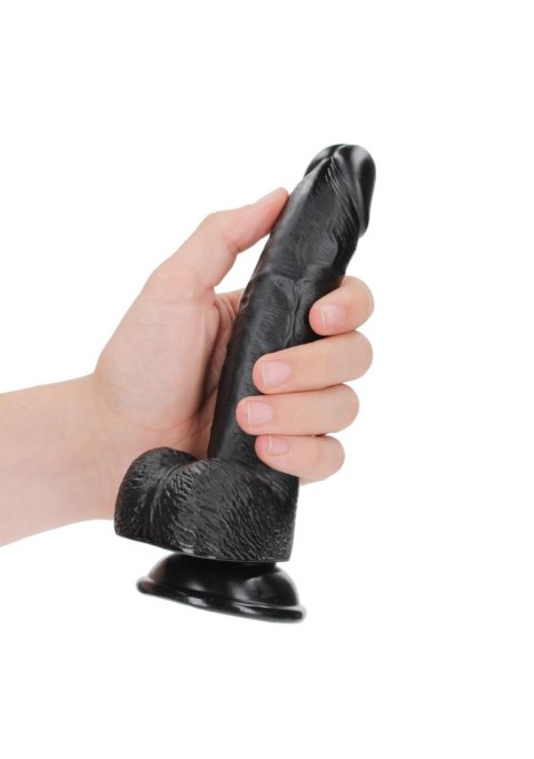 Curved Realistic Dildo Balls Suction Cup - 7""""/ 18 cm - Czarne dildo z przyssawką