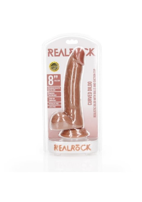 Curved Realistic Dildo Balls Suction Cup - 8""""/ 20,5 cm - Realistyczne dildo z przyssawką