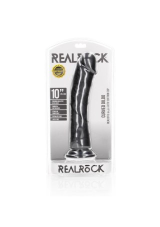 Curved Realistic Dildo with Suction Cup - 10""""/ 25,5 cm - Czarne dildo z przyssawką