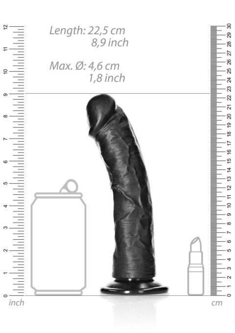 Curved Realistic Dildo with Suction Cup - 8""""/ 20,5 cm - Czarne dildo z przyssawką