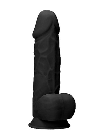 Silicone Dildo With Balls - 21,6 cm - Black - Czarne realistyczne dildo