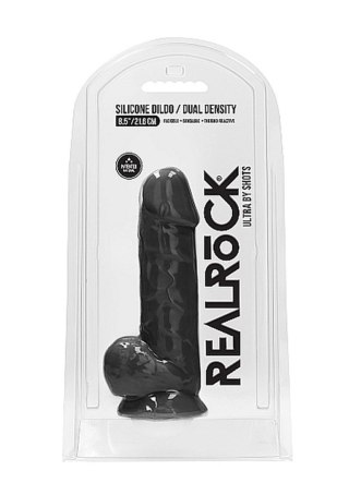 Silicone Dildo With Balls - 21,6 cm - Black - Czarne realistyczne dildo