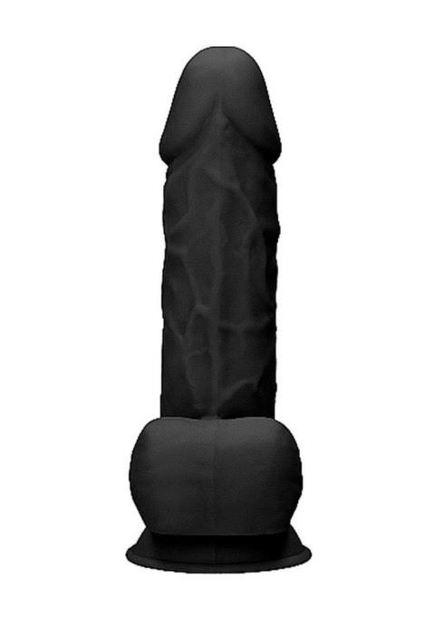 Silicone Dildo With Balls - 21,6 cm - Black - Czarne realistyczne dildo