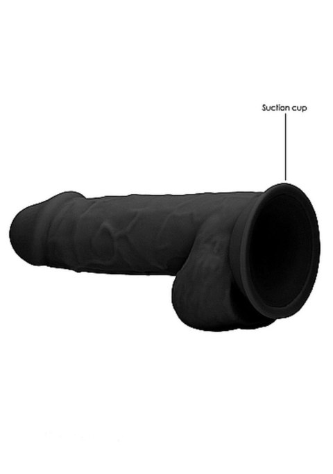 Silicone Dildo With Balls - 21,6 cm - Black - Czarne realistyczne dildo