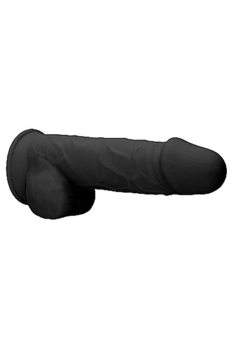 Silicone Dildo With Balls - 21,6 cm - Black - Czarne realistyczne dildo