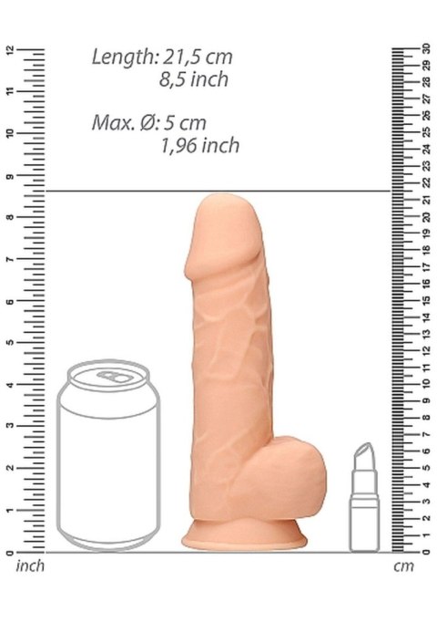 Silicone Dildo With Balls - 21,6 cm - Flesh - Realistyczne dildo z przyssawką