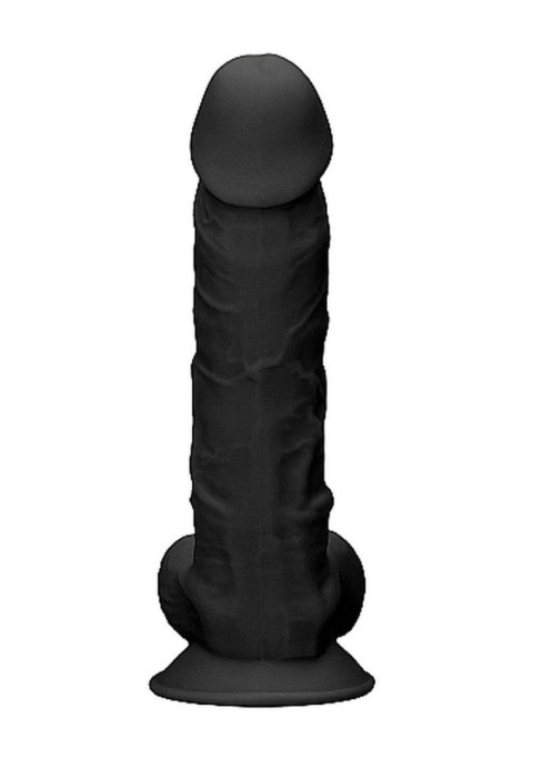 Silicone Dildo With Balls - 22,8 cm - Black - Czarne realistyczne dildo