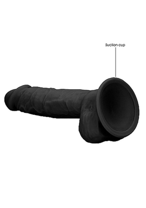 Silicone Dildo With Balls - 22,8 cm - Black - Czarne realistyczne dildo