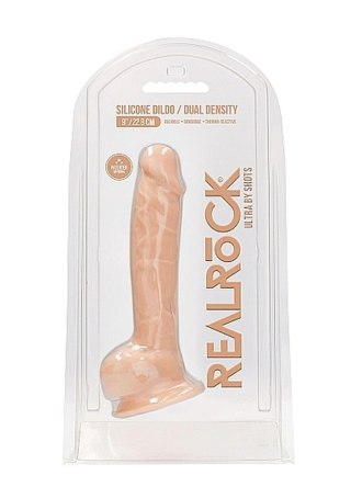 Silicone Dildo With Balls - 22,8 cm - Flesh - Realistyczne dildo z przyssawką