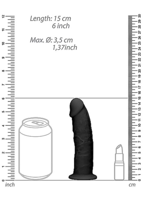 Silicone Dildo Without Balls - 15,3 cm - Black - Czarne realistyczne dildo