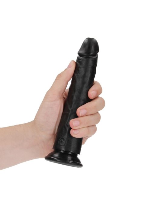 Slim Realistic Dildo with Suction Cup - 7""""/ 18 cm - Czarne dildo z przyssawką