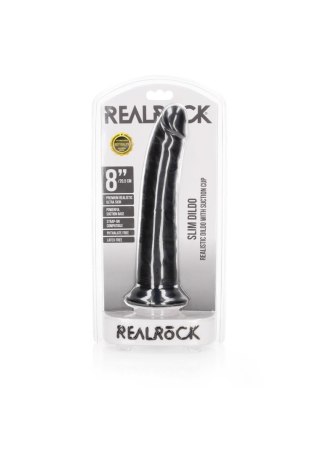 Slim Realistic Dildo with Suction Cup - 8""""/ 20,5 cm - Czarne dildo z przyssawką