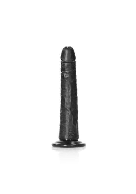 Slim Realistic Dildo with Suction Cup - 8""""/ 20,5 cm - Czarne dildo z przyssawką