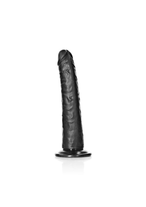 Slim Realistic Dildo with Suction Cup - 8""""/ 20,5 cm - Czarne dildo z przyssawką