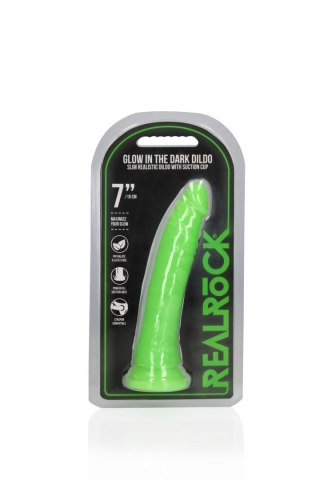 Slim Realistic Dildo with Suction Cup - Glow in the Dark - 7'' / 18 cm - dildo analne