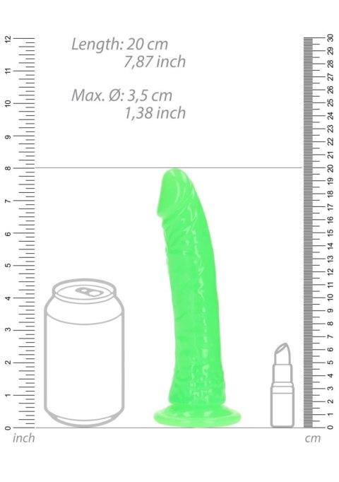 Slim Realistic Dildo with Suction Cup - Glow in the Dark - 7'' / 18 cm - dildo analne