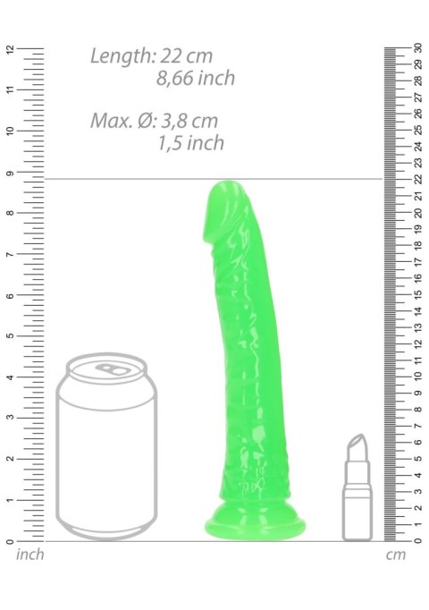 Slim Realistic Dildo with Suction Cup - Glow in the Dark - 8'' / 20 cm - dildo analne